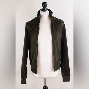 Reiss Green Suede Goat Leather Jacket